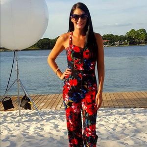 Bebe floral red jump suit/romper